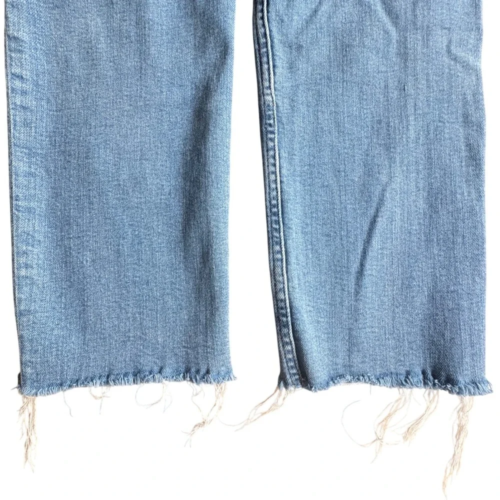 $304 RE/DONE Destroyed Dawn‎ Stove Pipe 70's Crop Straight Leg Denim Jeans SZ 25